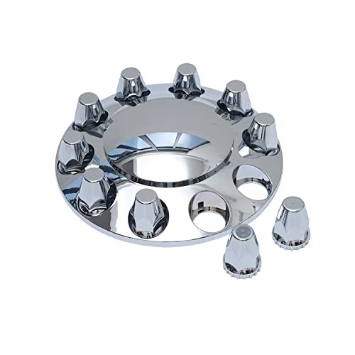 33mm Chrome Front Axle Wheel Cover Set for Semi Trucks ABS Plastic Standard