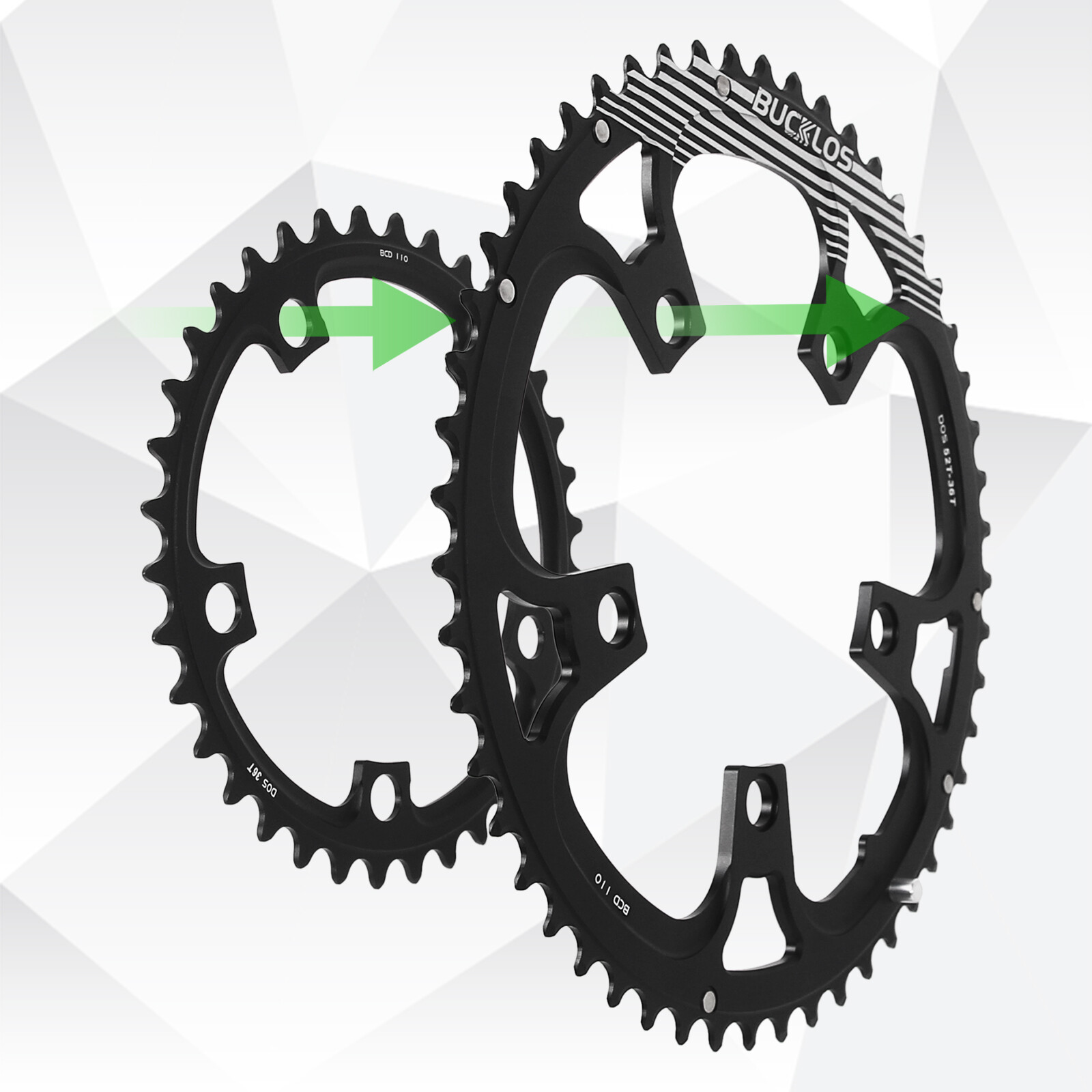 110BCD Double Chainring 34 36 39 50 53 53T Road Bike Round Chain Ring For 8-11S