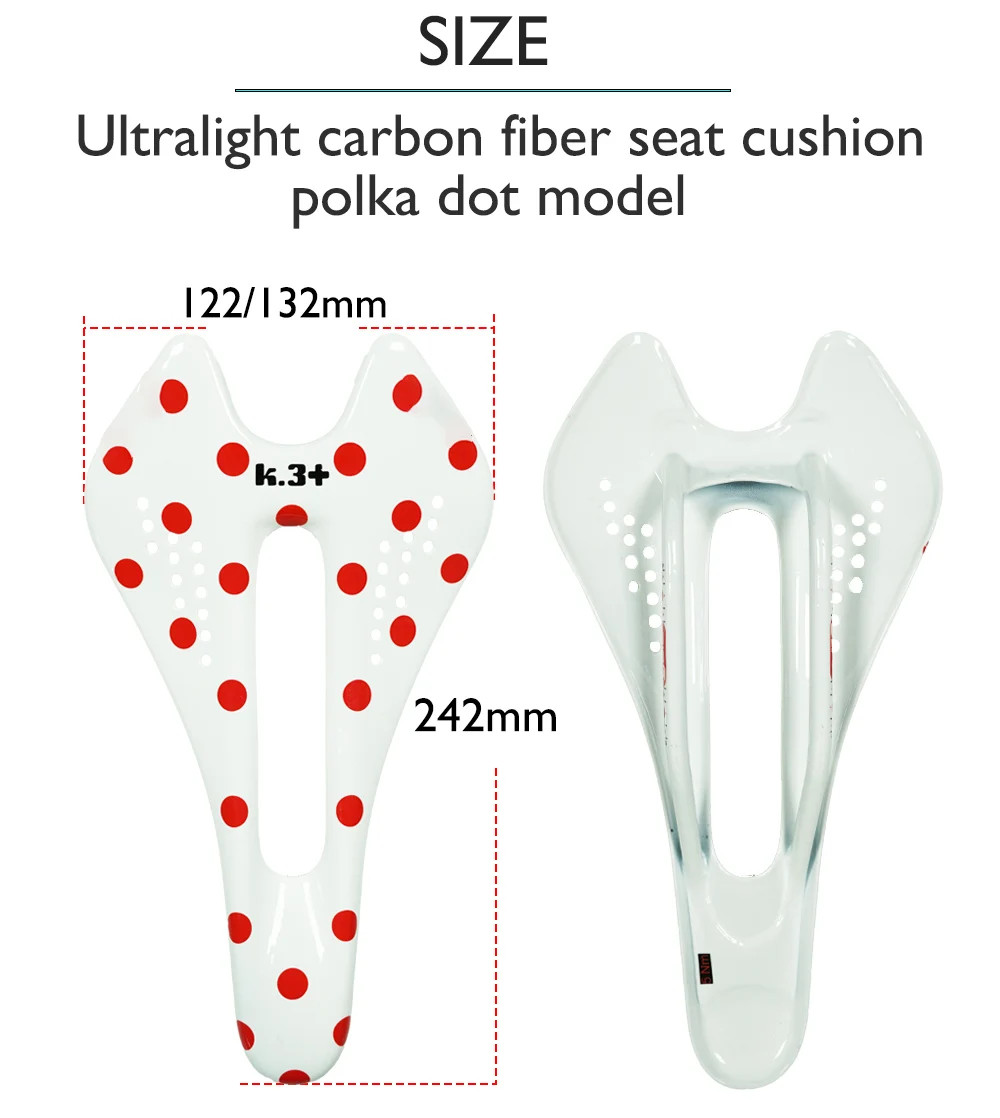 Carbon Fiber Bicycle Saddle for Road/MTB Bike 122/132mm 7x9mm Glossy Front Seat