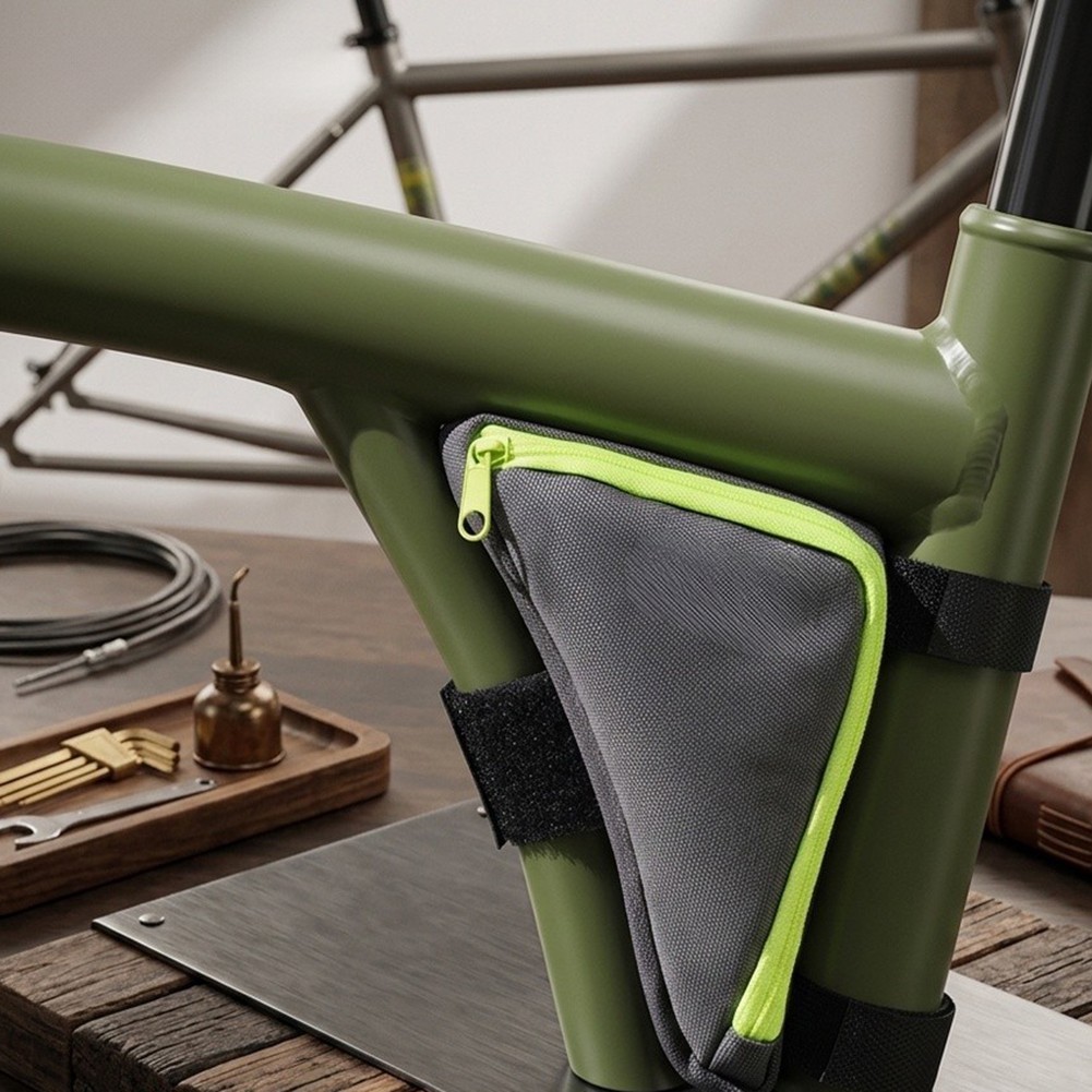 Compact Triangular Bicycle Bag for Brompton Frame 5.51×4.13×1.65 inch Green PU