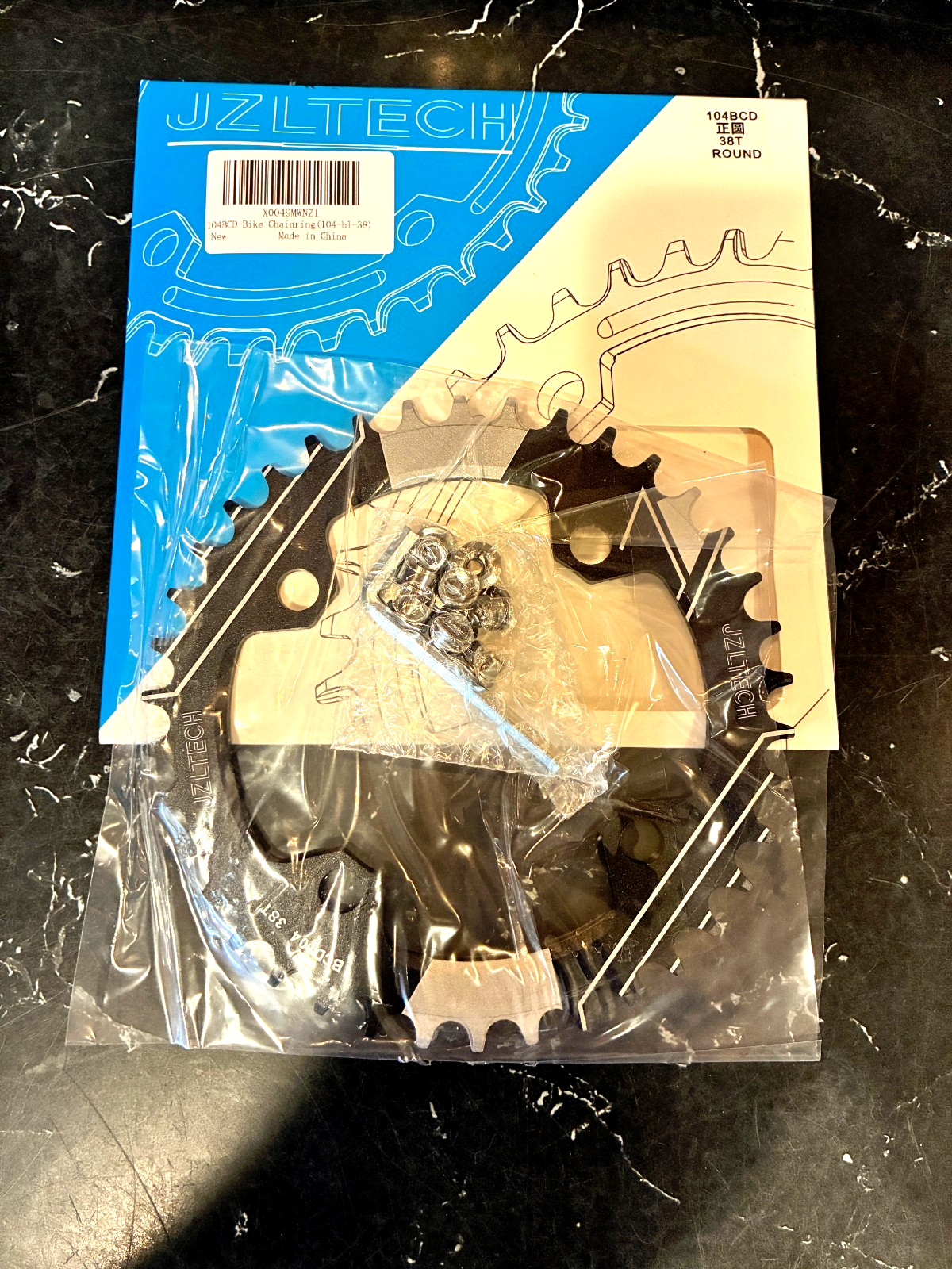 JZLTECH Bike Chainring 104BCD 38T Chainwheel 104-BL-38