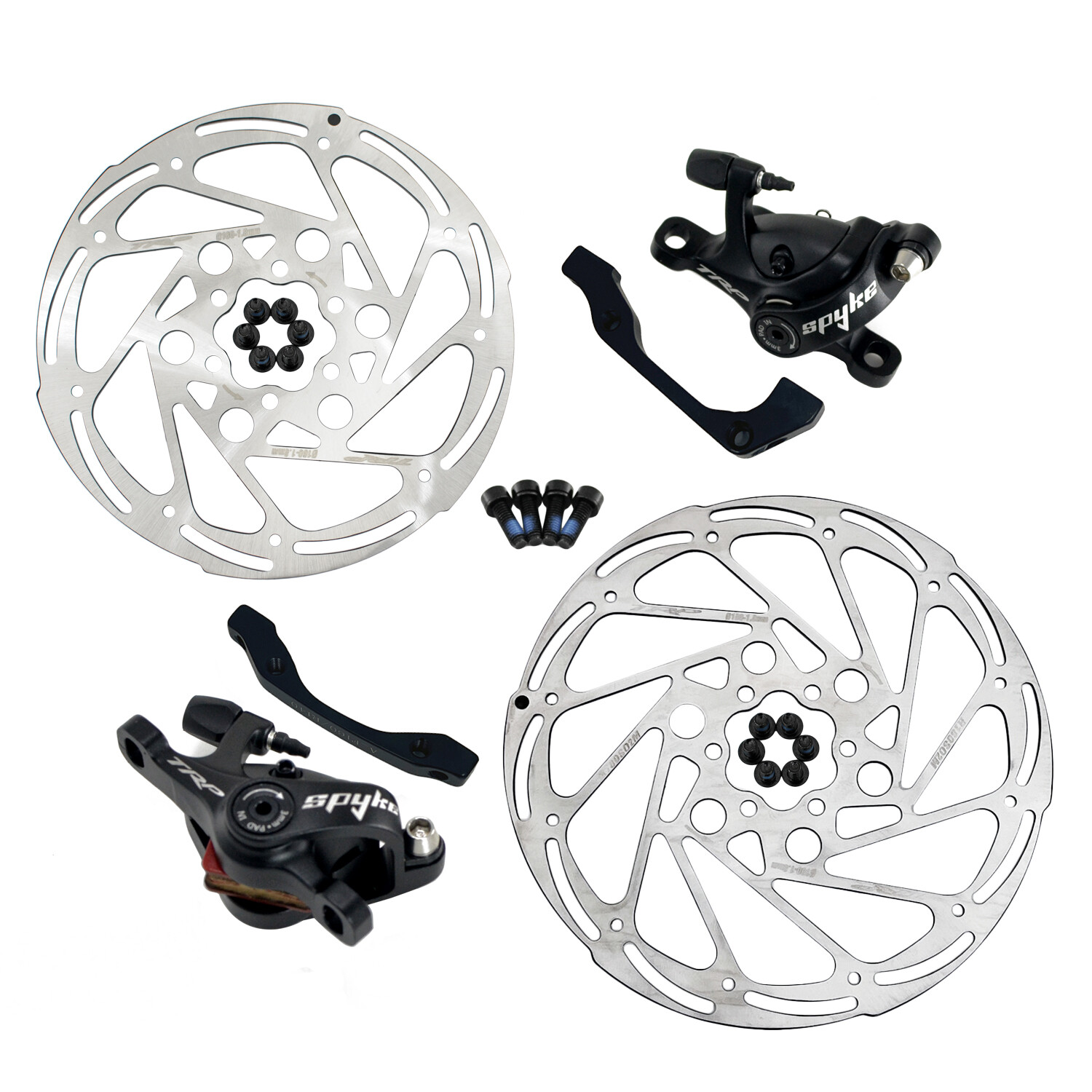 TRP SPYKE MTB Alloy Mechancial Disc Brake Set 180/160mm Rotor (Front + Rear)