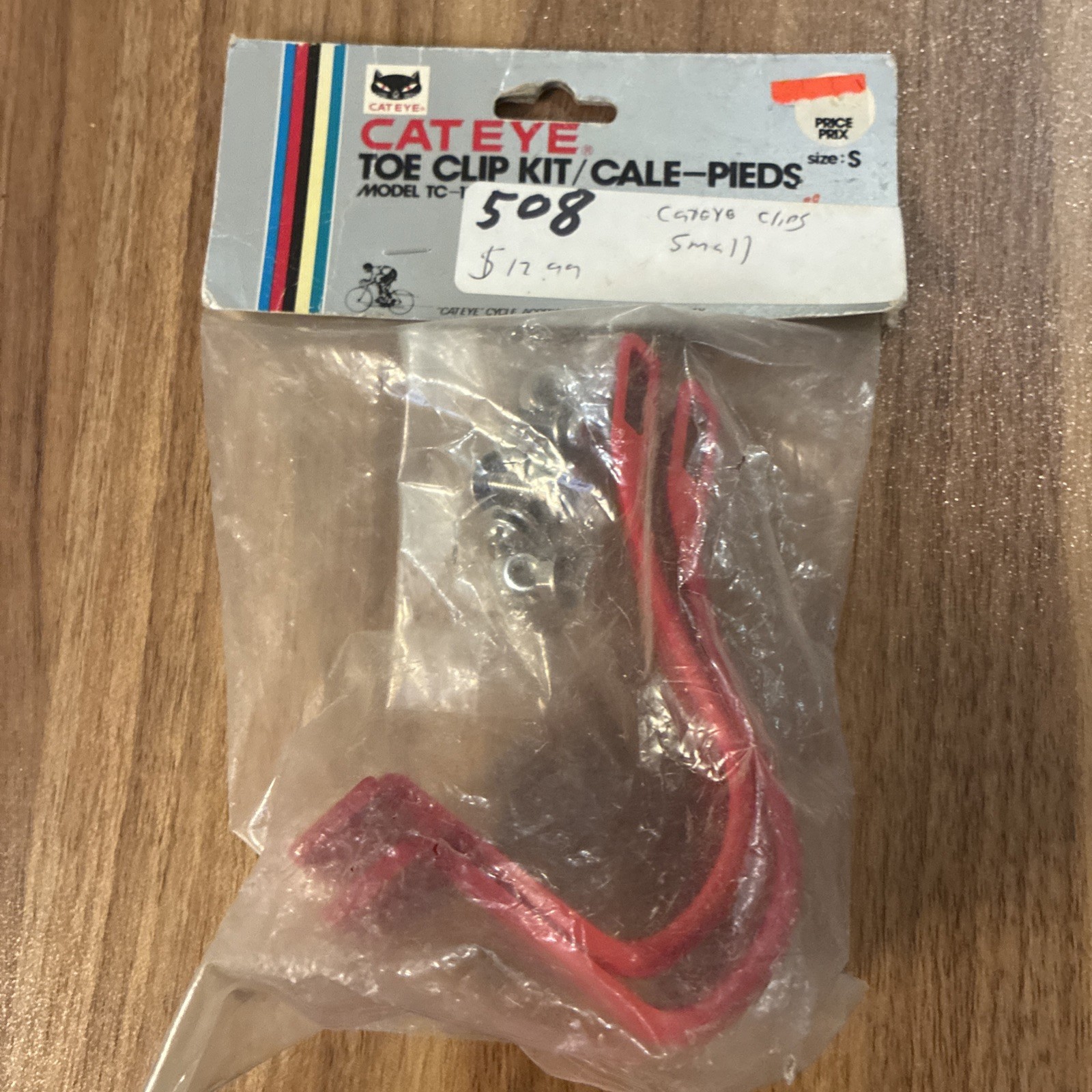Vintage CatEye Toe Clips Red Small NOS TC-110-S 1980s Road Bike Japan Plastic