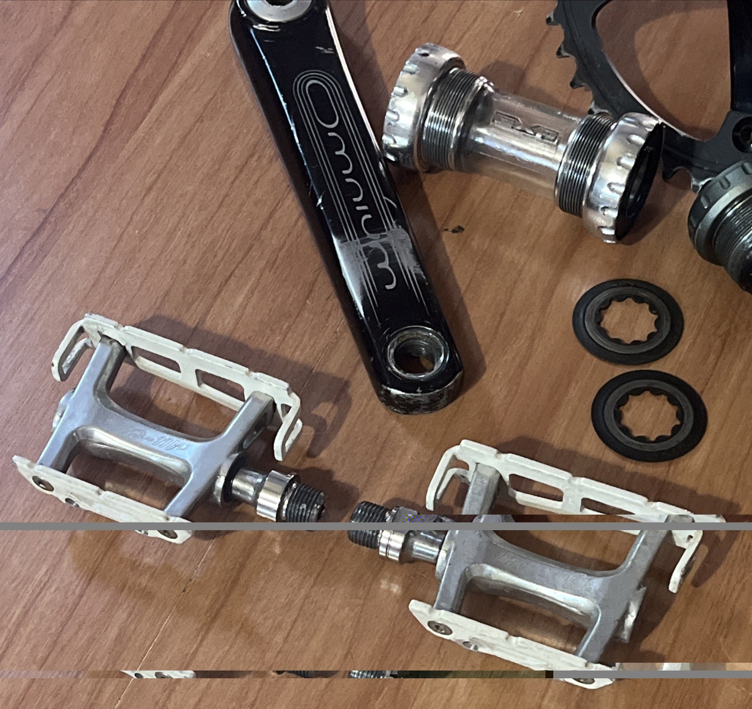 Sram Omnium Crankset Sugino 75 Ring 170mm Stainless 2 BB & All City Pedals 🔥