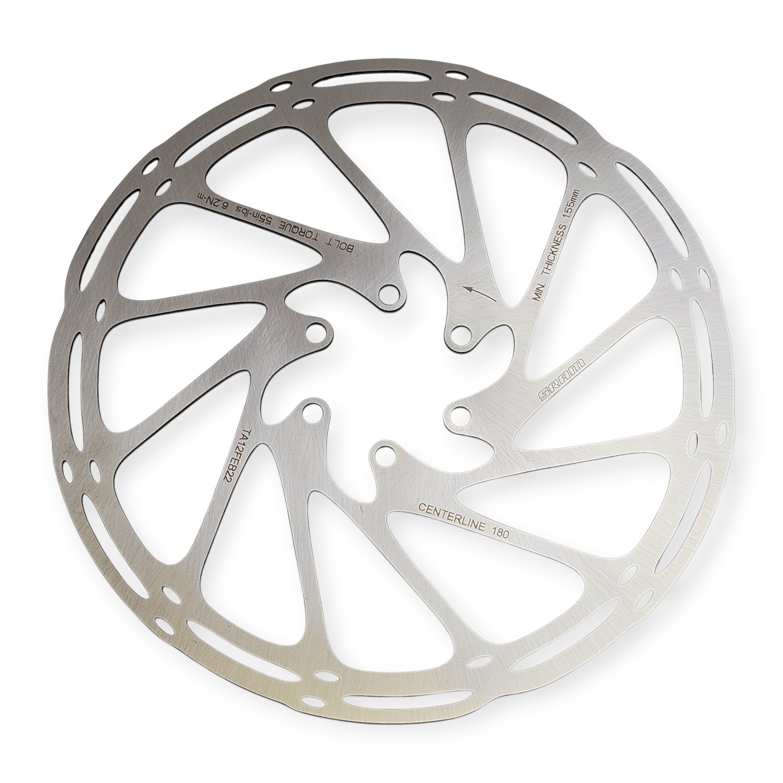 SRAM CenterLine 180mm 6-Bolt Disc Brake Rotor OEM MTB / Road 1-Piece w/ Bolts