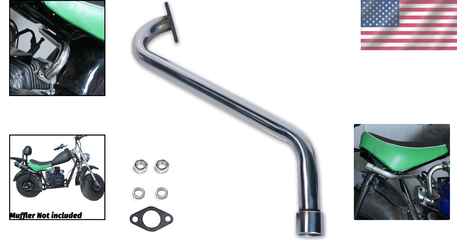 Burn-Free Right Long Pipe for Baja Warrior & Heat Mini Bikes – Stainless Steel