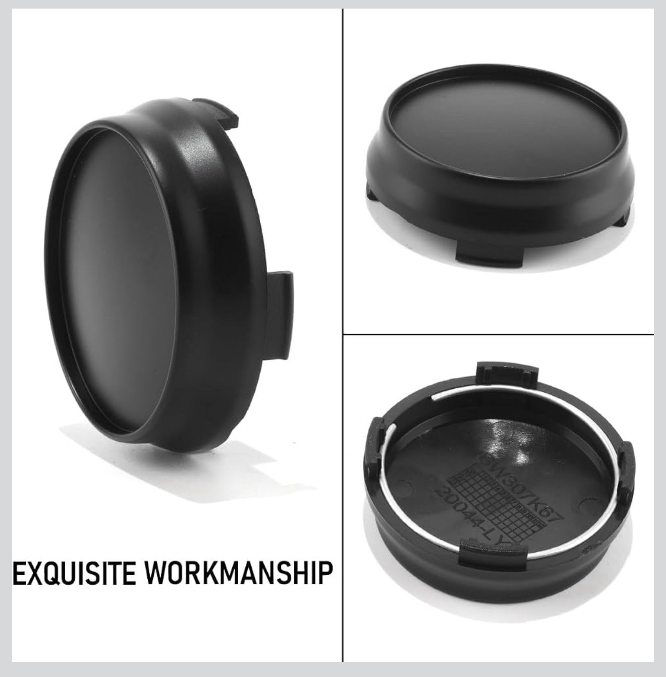 4PCS 66.8mm Wheel Center Caps for OD:66.8mm/2.63″, ID:64.5mm/2.54″ Matte Black