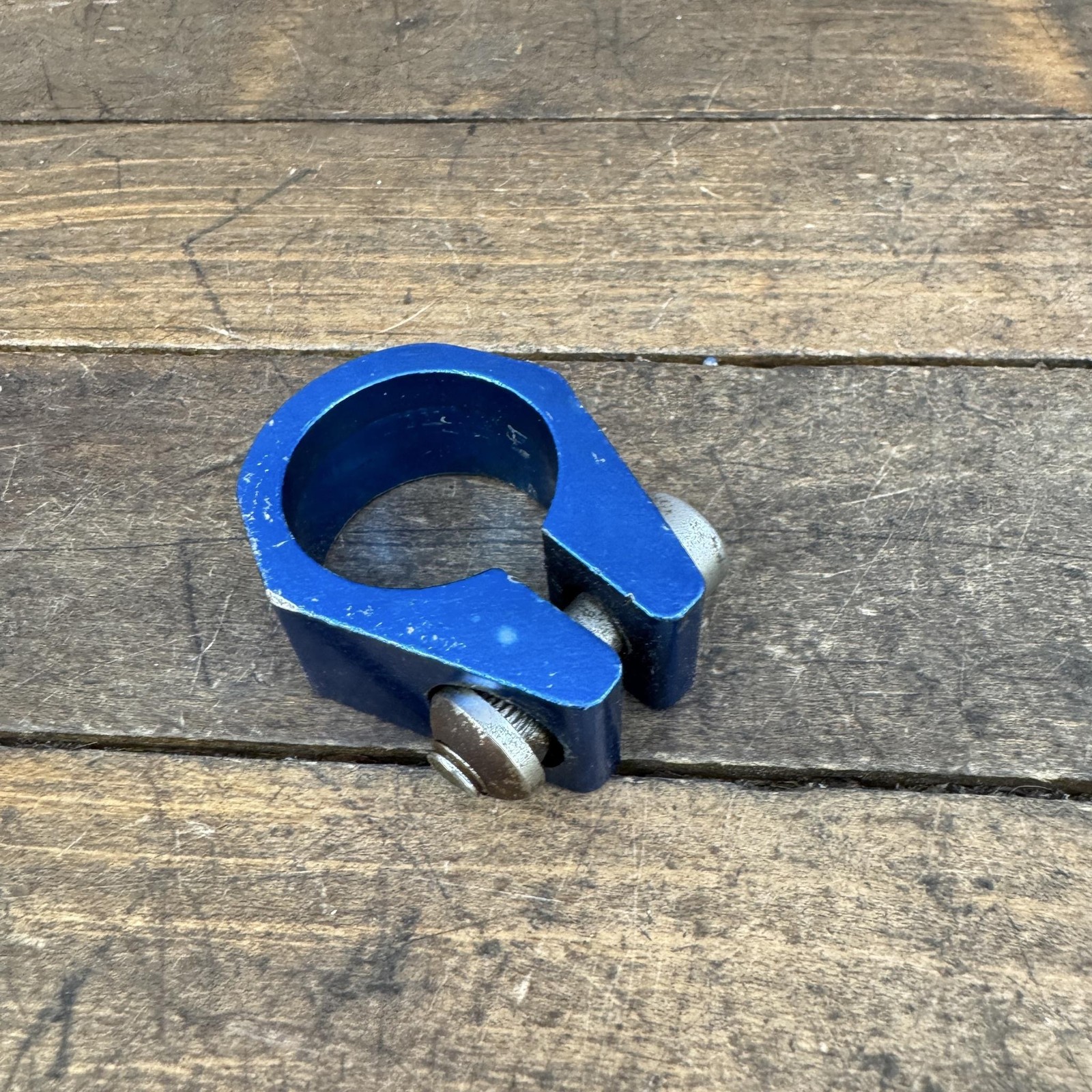 Old Schoo BMX Seatpost Clamp 28.6mm Blue Alloy Bolt-Only BMX Bike Part