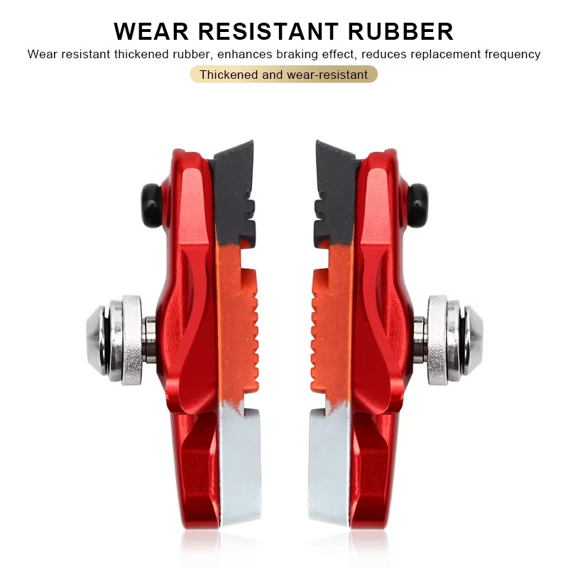 Bike Brake Shoes with Mud Trough – Aluminum Alloy Rim Friction Pads, Replaceable
