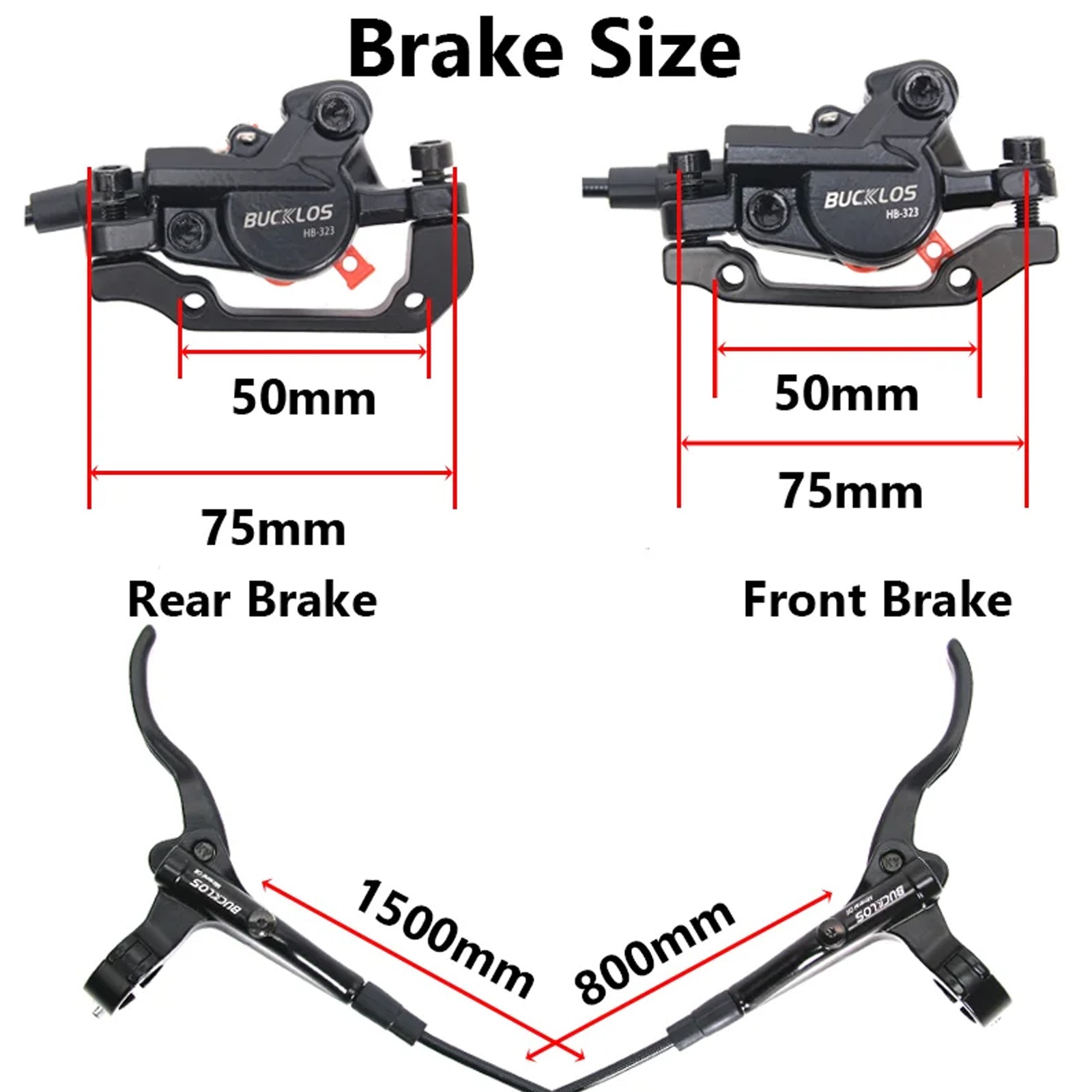 Pair MTB Hydraulic Disc Brake Set Left Front & Right Rear Dual Piston Bike Brake