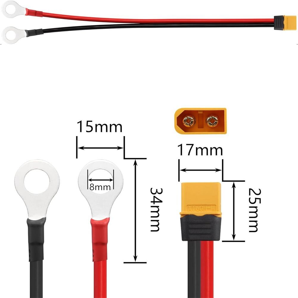 XT60 to O Ring Terminal Cable Female to O Ring Connector Cable with 12AWG