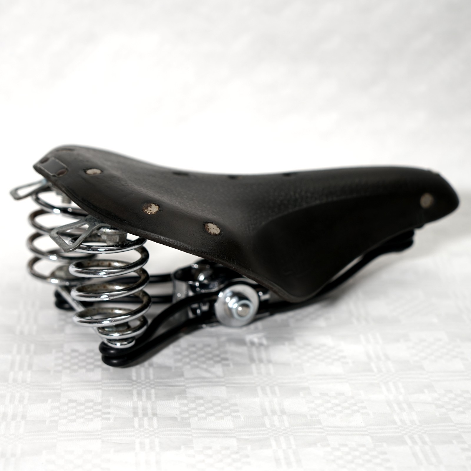 Vintage Brooks B66 Black Leather Bicycle Saddle Suspension Saddle Made in England