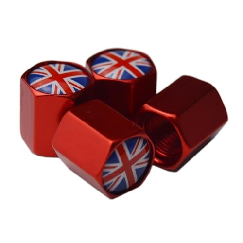 4X Union Jack UK Flag Wheel Center Cap + Valve Stem Cap for Mini Coopers R50