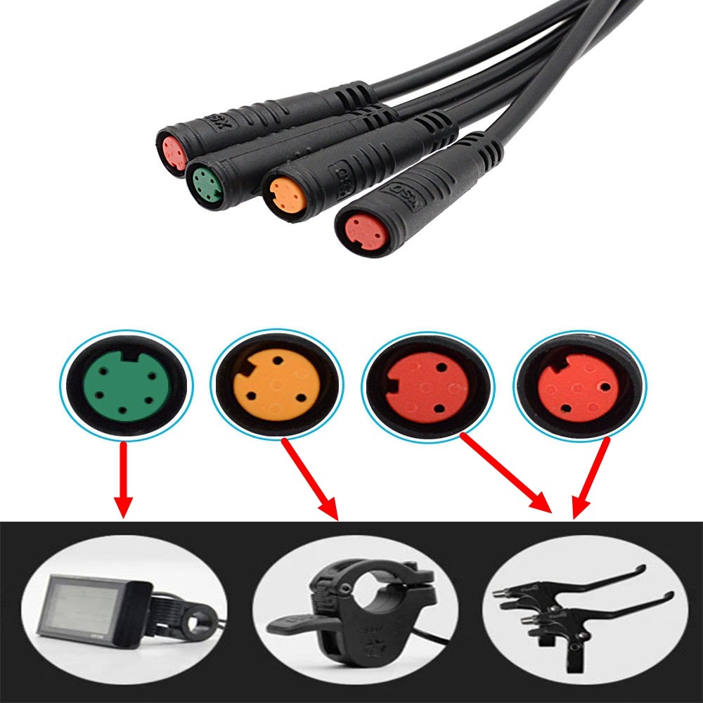 Ebike 2T4 Extension Cable for Throttle Brake Display Waterproof Plug 150cm