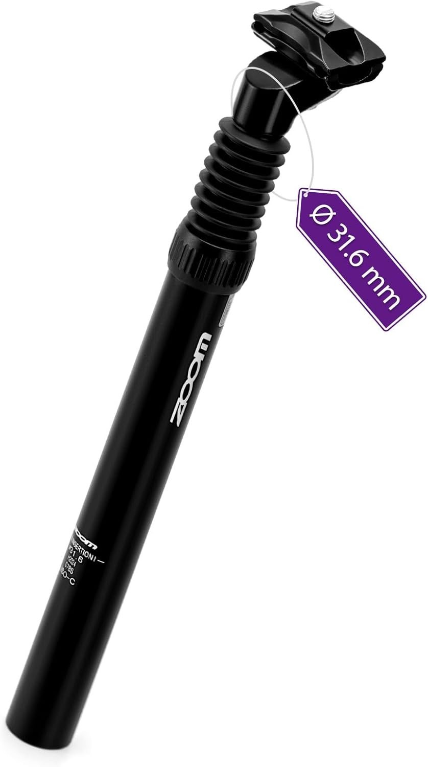 Cycling Essential: Zoom 31.6 x 350mm Suspension Seatpost for All Bike Types
