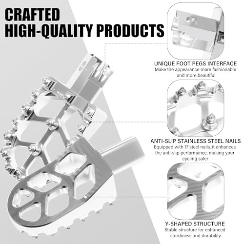 Silver CNC Anti-Slip Foot Pegs for 50cc, 70cc, 80cc, 90cc Dirt Bike