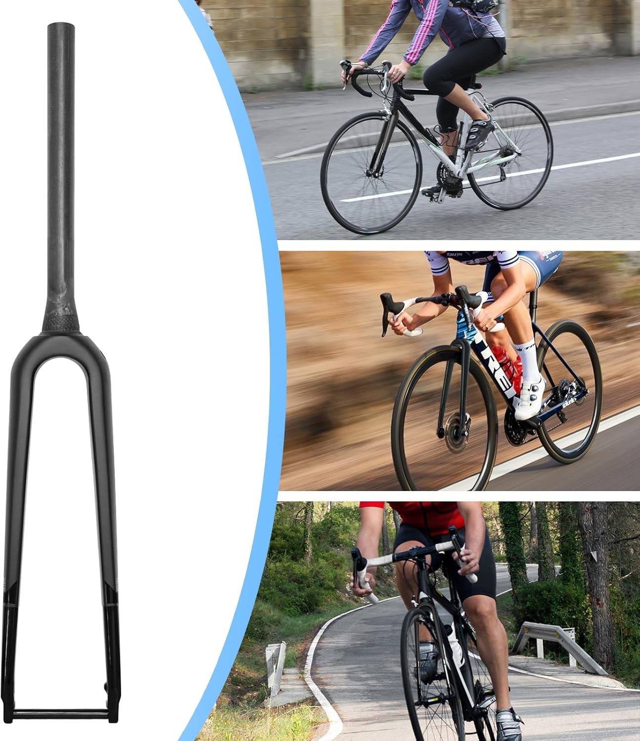 TOSEEK 700C Carbon Fiber Rigid Forks Gravel MTB Bike Tapered Disc Brake 100*12mm