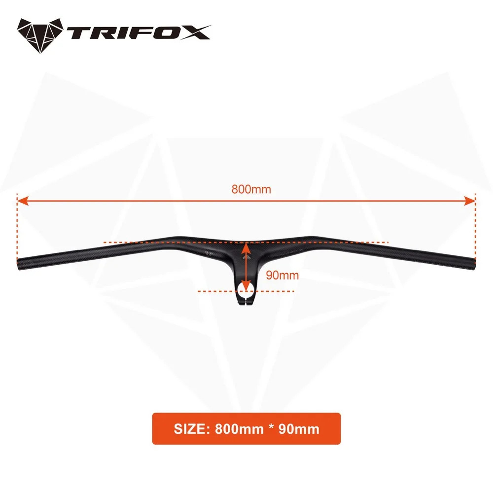 Angle-17° MTB Bicycle One-shaped Integrated Handlebar Stem 3K Matte 600-800mm
