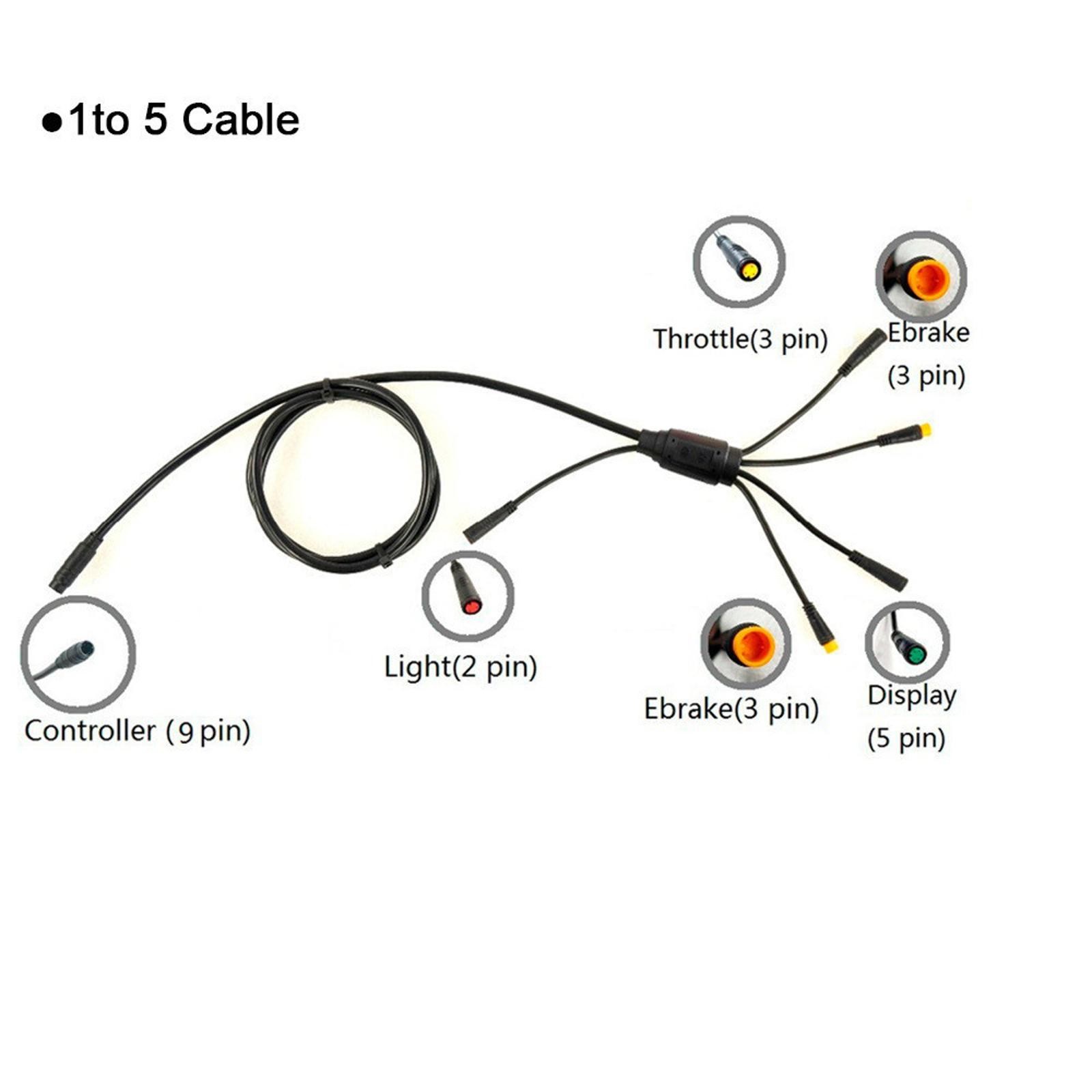 Waterproof 1 To 5 Electric Bicycle E-bike Integration Cable For KT Controller h