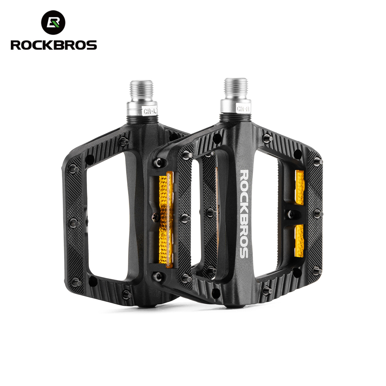 ROCKBROS MTB Bicycle Flat Pedals with Reflectors Nylon 9/16″Lightweight Platform