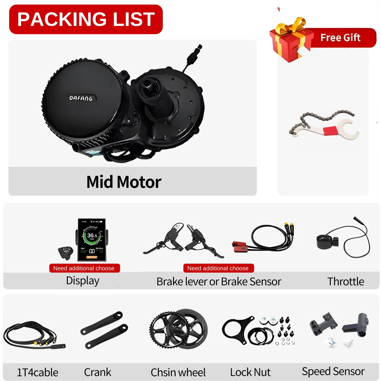 Bafang BBS02B 48V 500W 68mm Mid Drive Motor DIY Ebike Conversion Kit W/ Battery