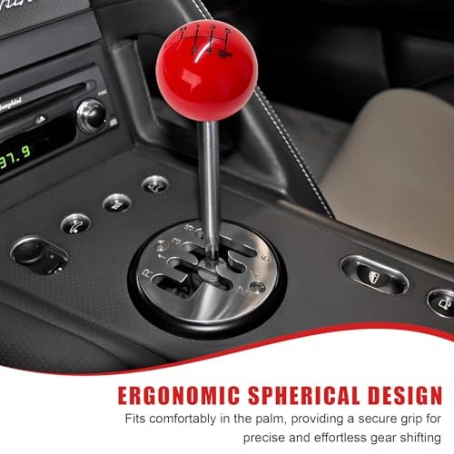 6 Speed Car Gear Shift Knob, Resin Ball Auto Shifter Grip Head with Red