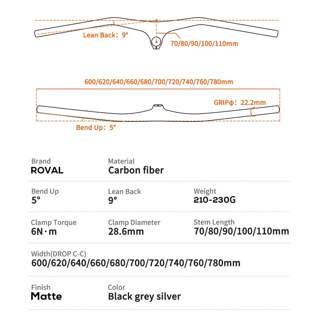 Mtb Handlebars And Stem 28.6mm -10Degree Carbon Integrated Handlebar 720-760mm