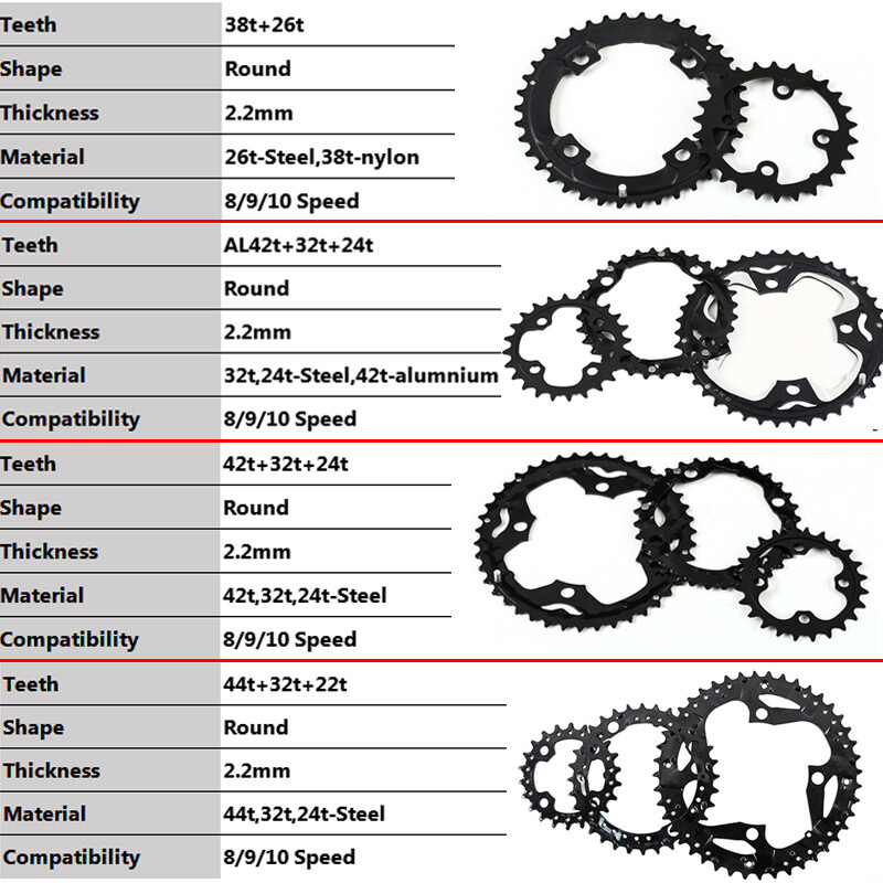 64/104BCD Road/MTB Bike Chainring Round Chain Ring 22 24 32 42 44T Triple Speed