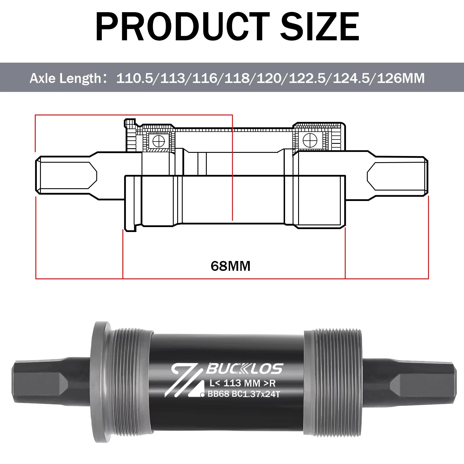 Bike Bottom Bracket BSA BB68 Sealed Bearing Bicycle Square Threaded Bottom Brack