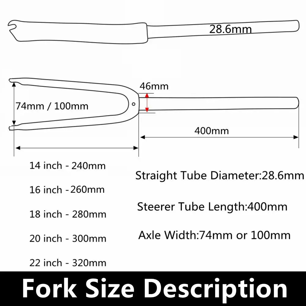 BMX Folding Bike Front Fork For Wheel 14 16 18 20 22 In Carbon Fiber Rigid Fork