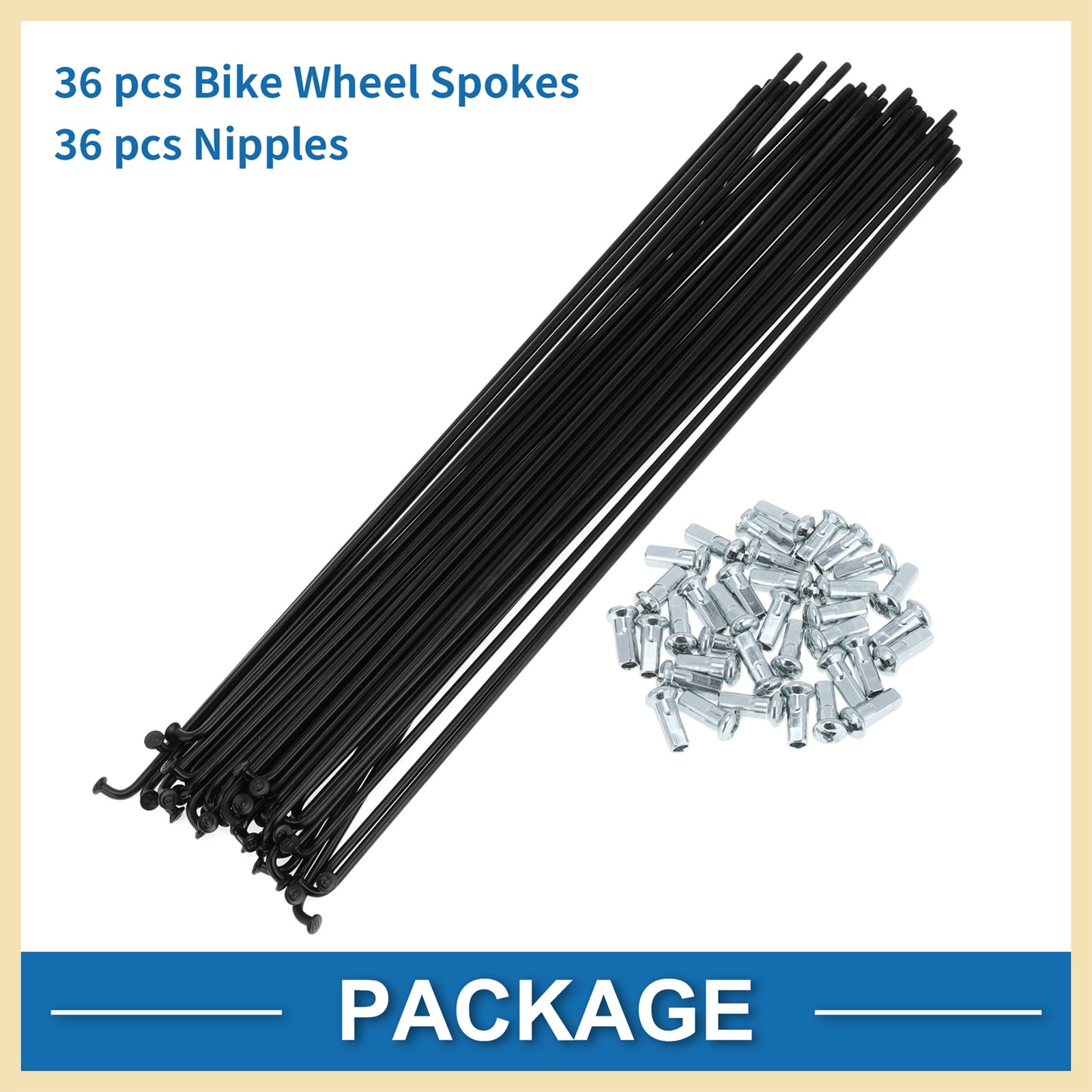 12G 270mm Length Bicycle Spokes Nipple Carbon Steel Black Universal