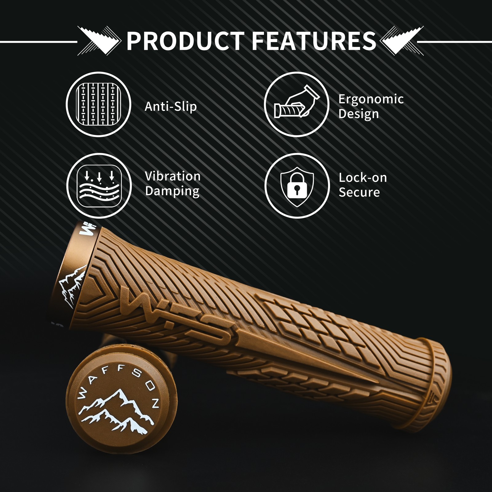 WFS Volatus MTB Grip – Lock-on , Anti-Slip , Single Clamp Bike Handle, Brown