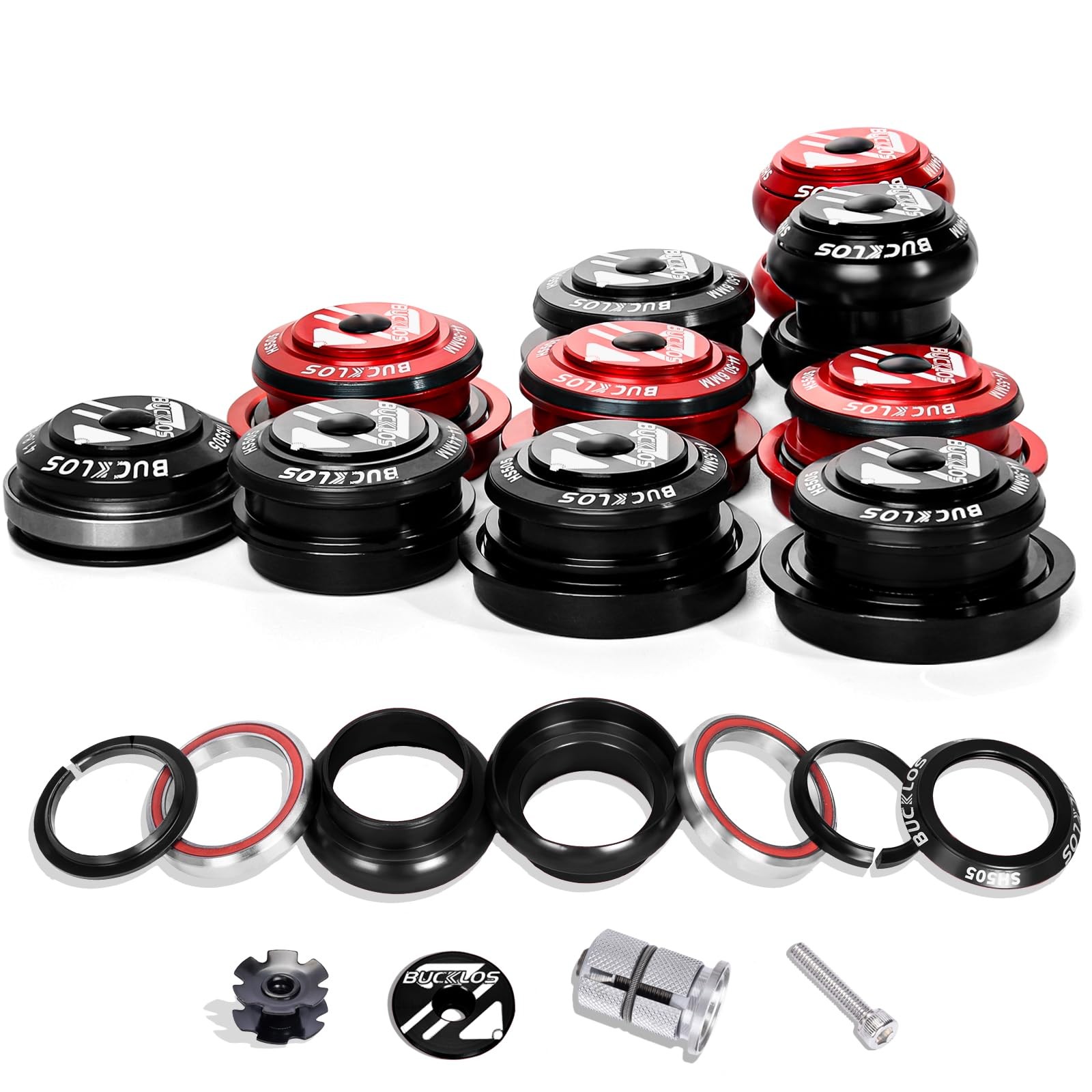 1-1/8 Bike Headset MTB Threadless 34mm Headtube External Bearing Parts Black