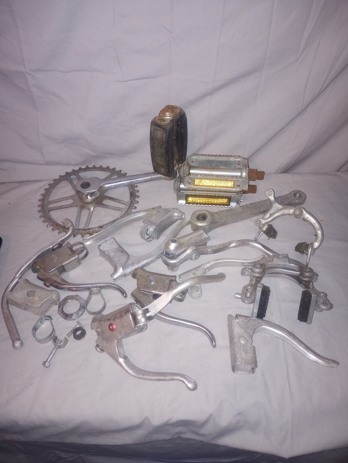 Lot Of Vtg Bicycle Parts Handle Pedal Brake Misc Parts