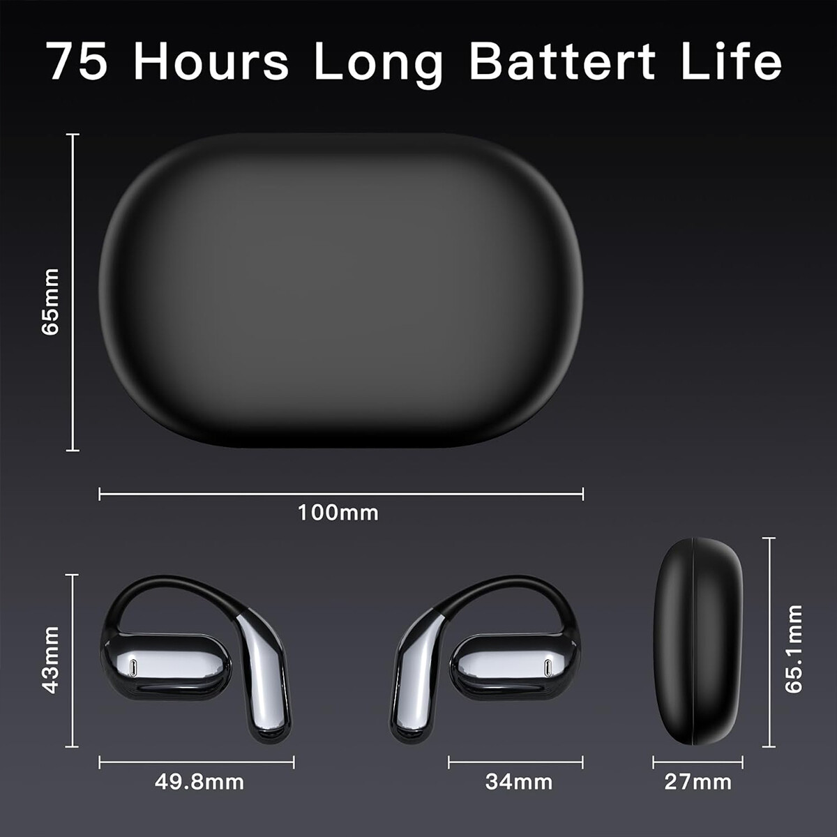 Open Ear Bluetooth 5.4 Headphones Wireless Earbuds Sport Over Earphones Ear Hook