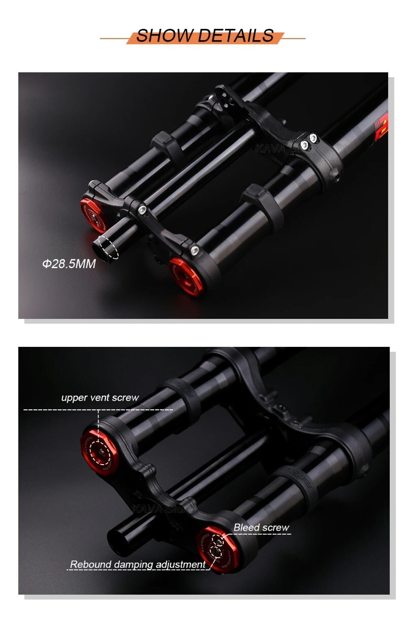 DH MTB Dirt Electric Bike Hydraulic Suspension Fork 26/27.5/29er Travel 200mm