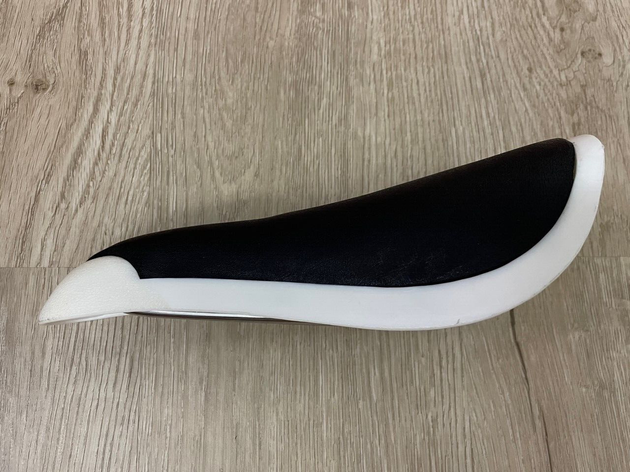 NOS Old School BMX White Padded Black Taiwan Made Saddle with seat gut excluded
