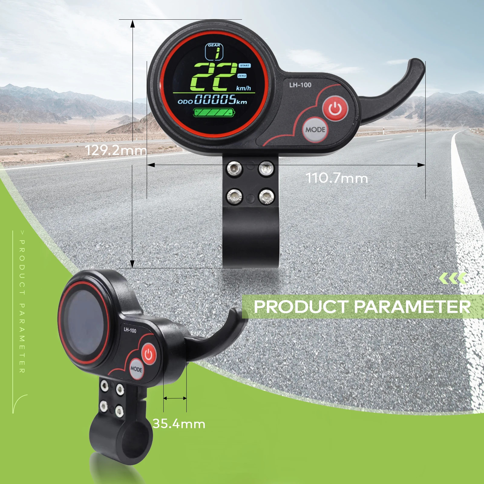 Electric Bike Computer 24V/36V/48V/60V Waterproof Wired Button Speedometer