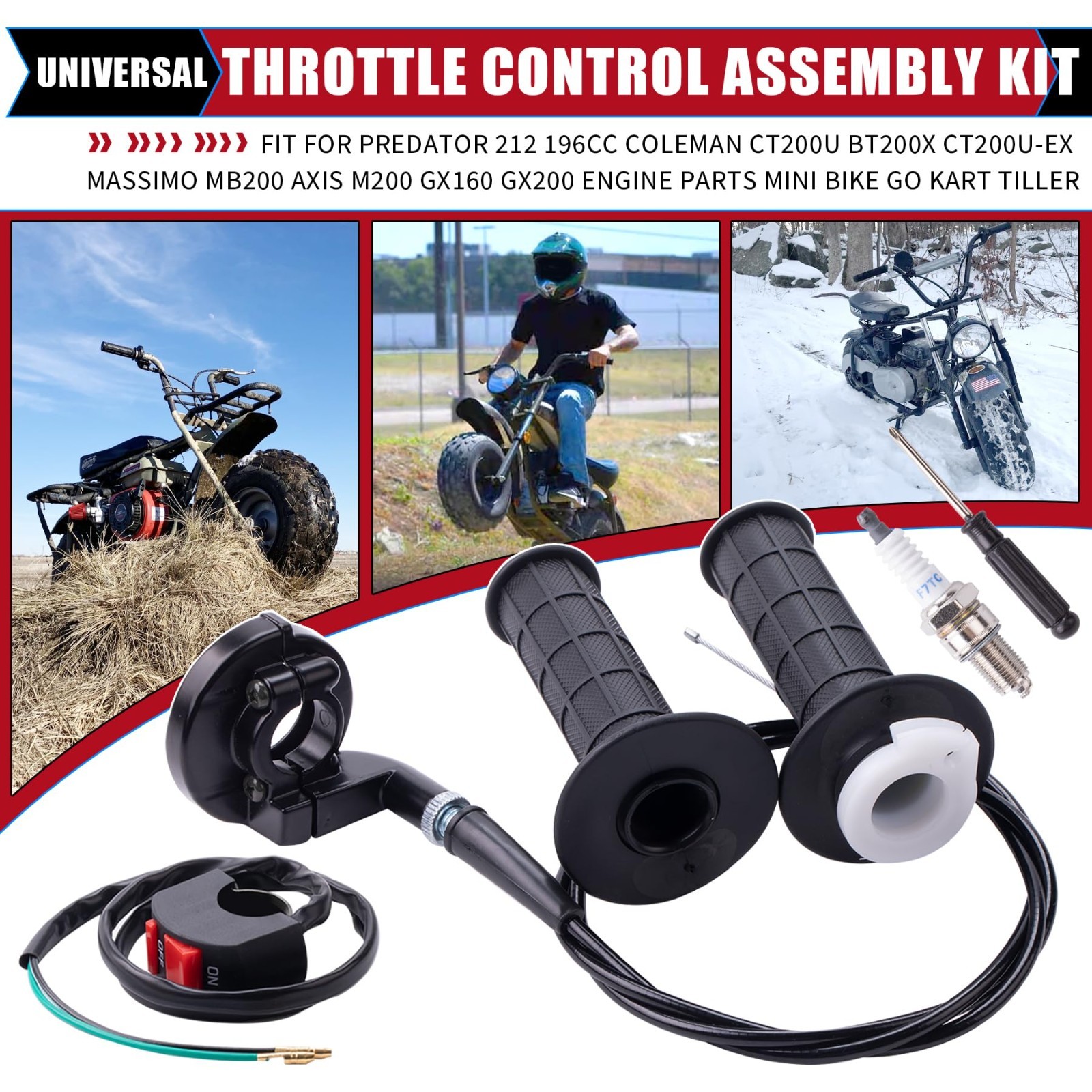 Mini Bike Throttle Control Assembly Kit 7/8″ for Predator 212 196cc Go Kart Till