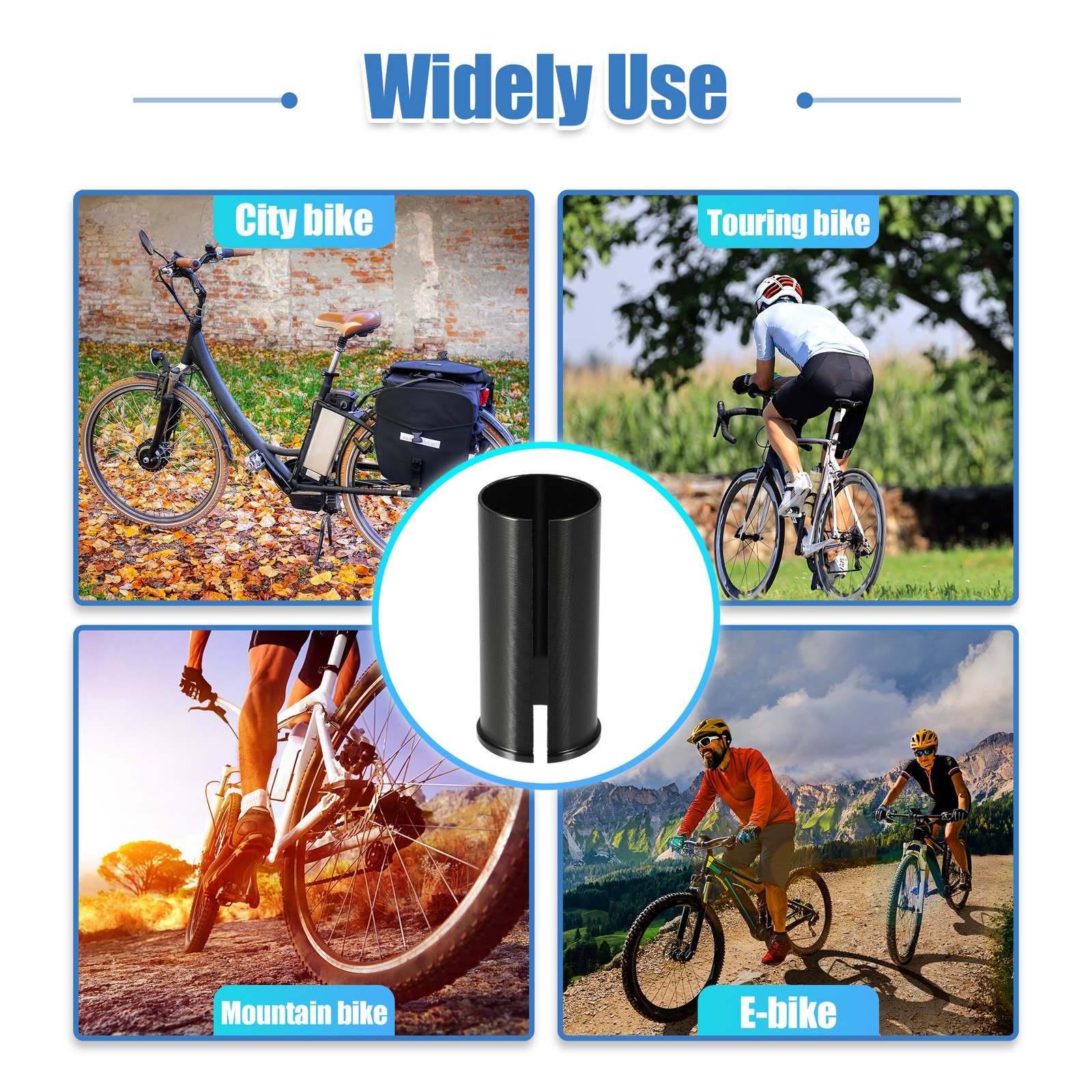 2 Pcs 25.4mm to 27.2mm Bicycle Seat Post Tube Adapter Reducing Sleeve Black