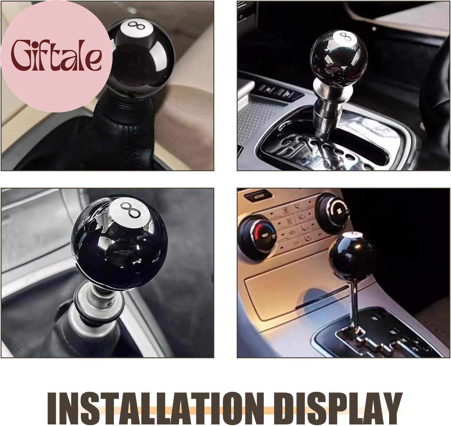 Shift Knob Manual Gear, 8 Ball Billiard round Smooth and Easy to Grip Shift Knob