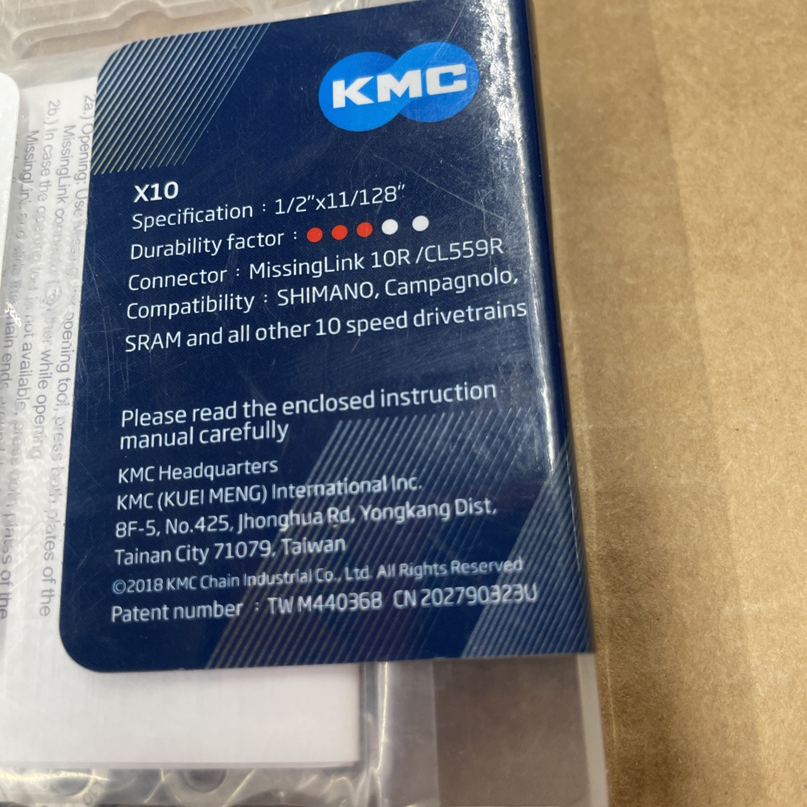 KMC X10 Fahrrad Kette 114 Glieder silber/schwarz 10-fach Shimano SRAM haltbar W1