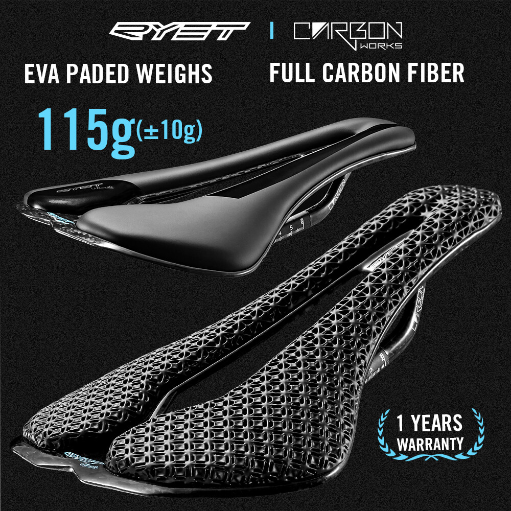 Carbon 3D Printed Bike Saddle 255 x 143 mm EVA Road Mountain Seat Cushion 7x9mm