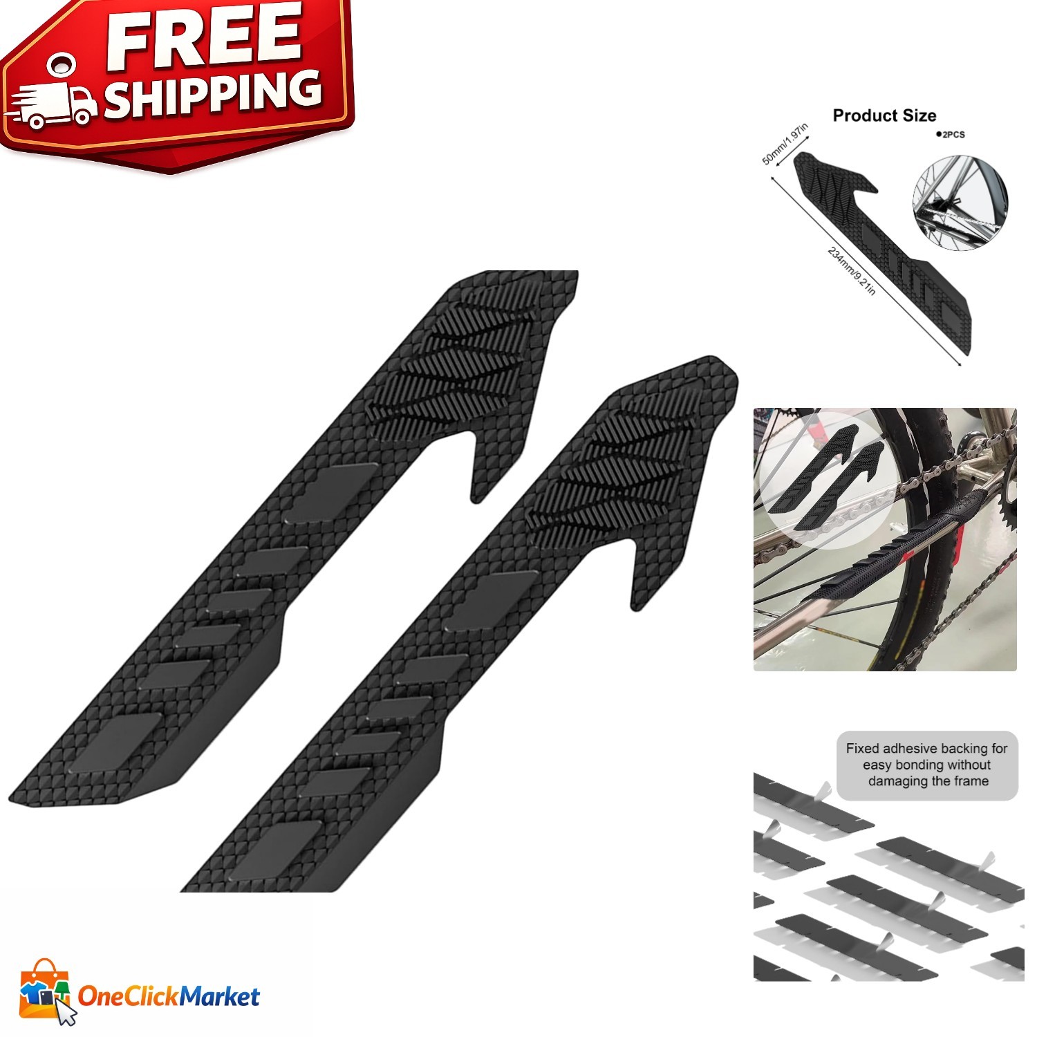 Bike Frame Protection Pad – 2 x Silicone Chainstay Guards with Strong Adhesion