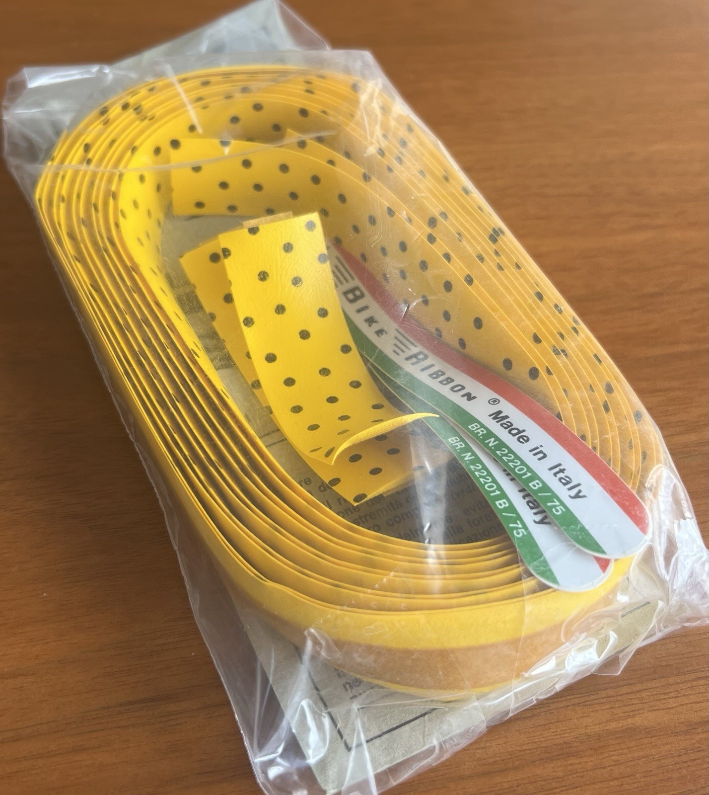 NEW/NOS Vintage Ambrosio Bike Ribbon Handlebar Tape – Yellow/Black Polka Dot