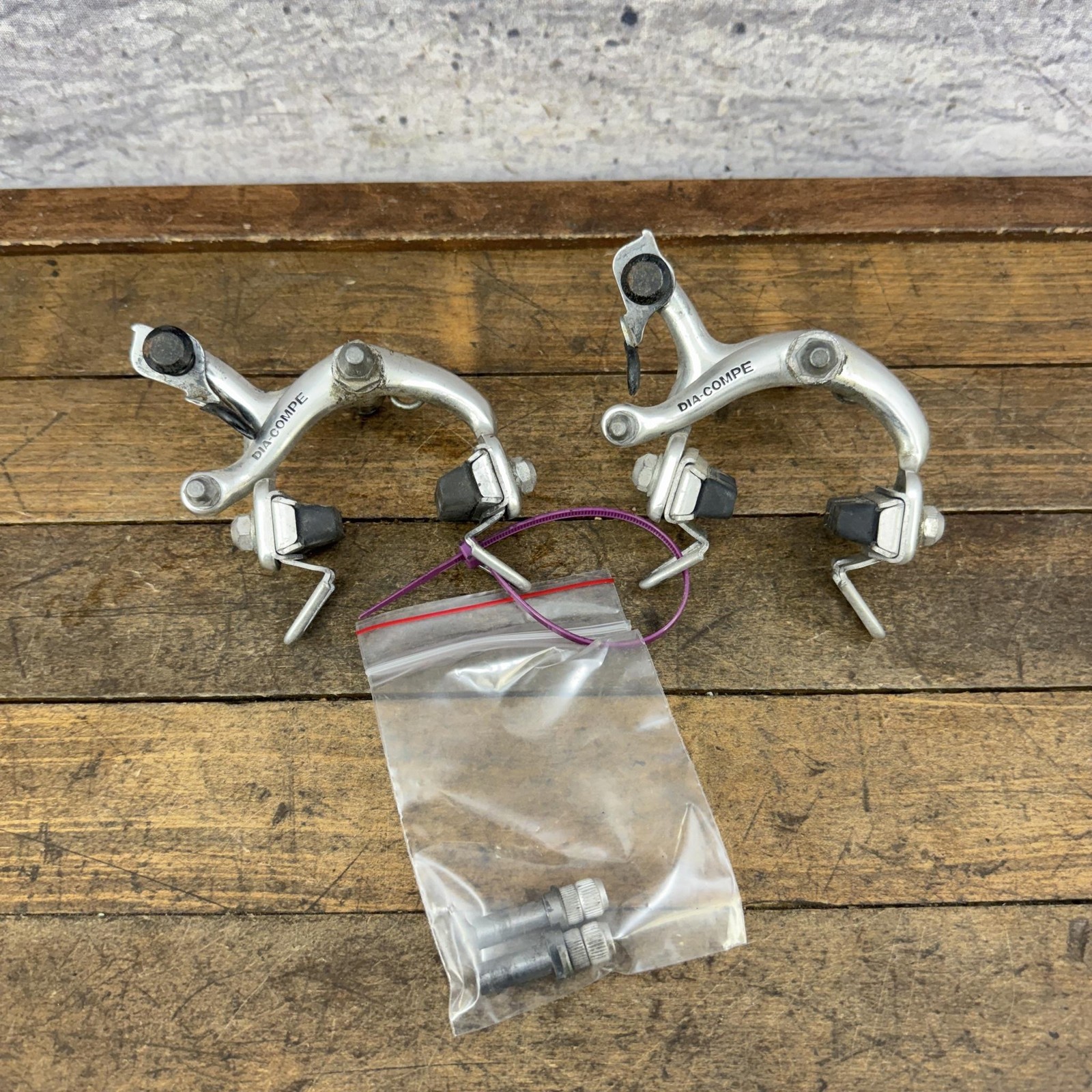 Vintage Dia Compe 400 Caliper Brakes Set Recessed Side Pull Road 80s Bike Japan