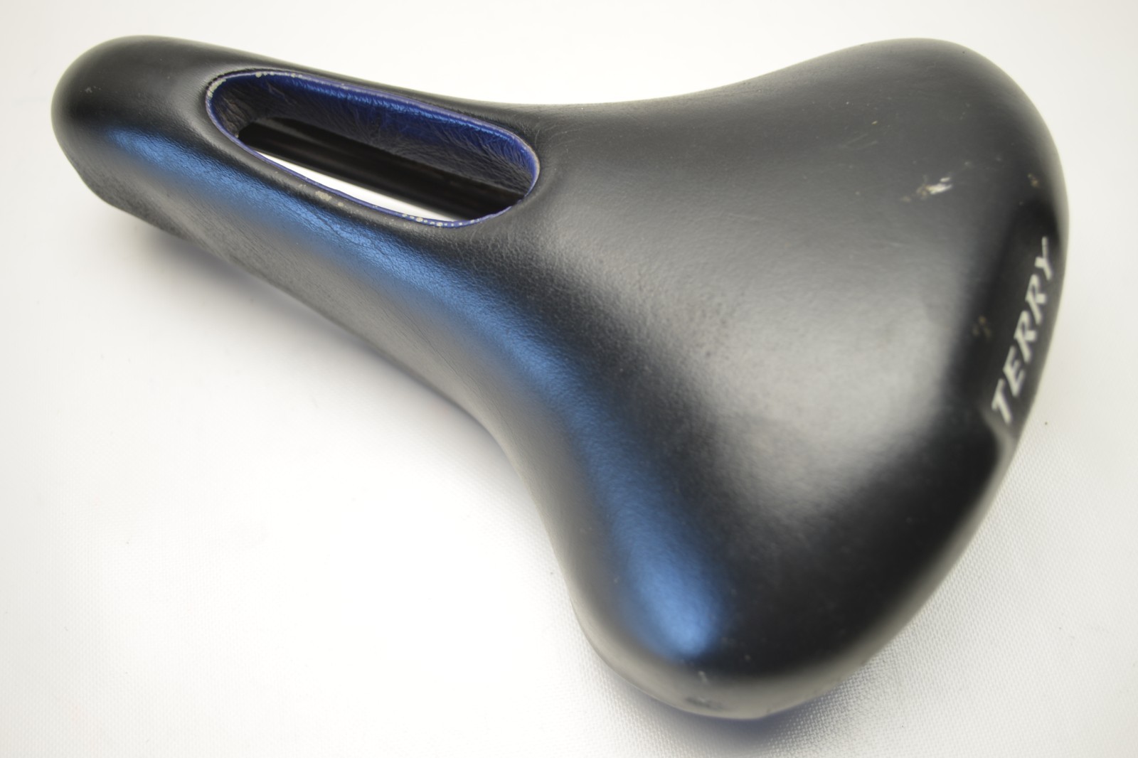 TERRY WOMENS LIBERATOR BICYCLE BLACK BLUE LEATHER SEAT SADDLE 245 MM X 163 MM