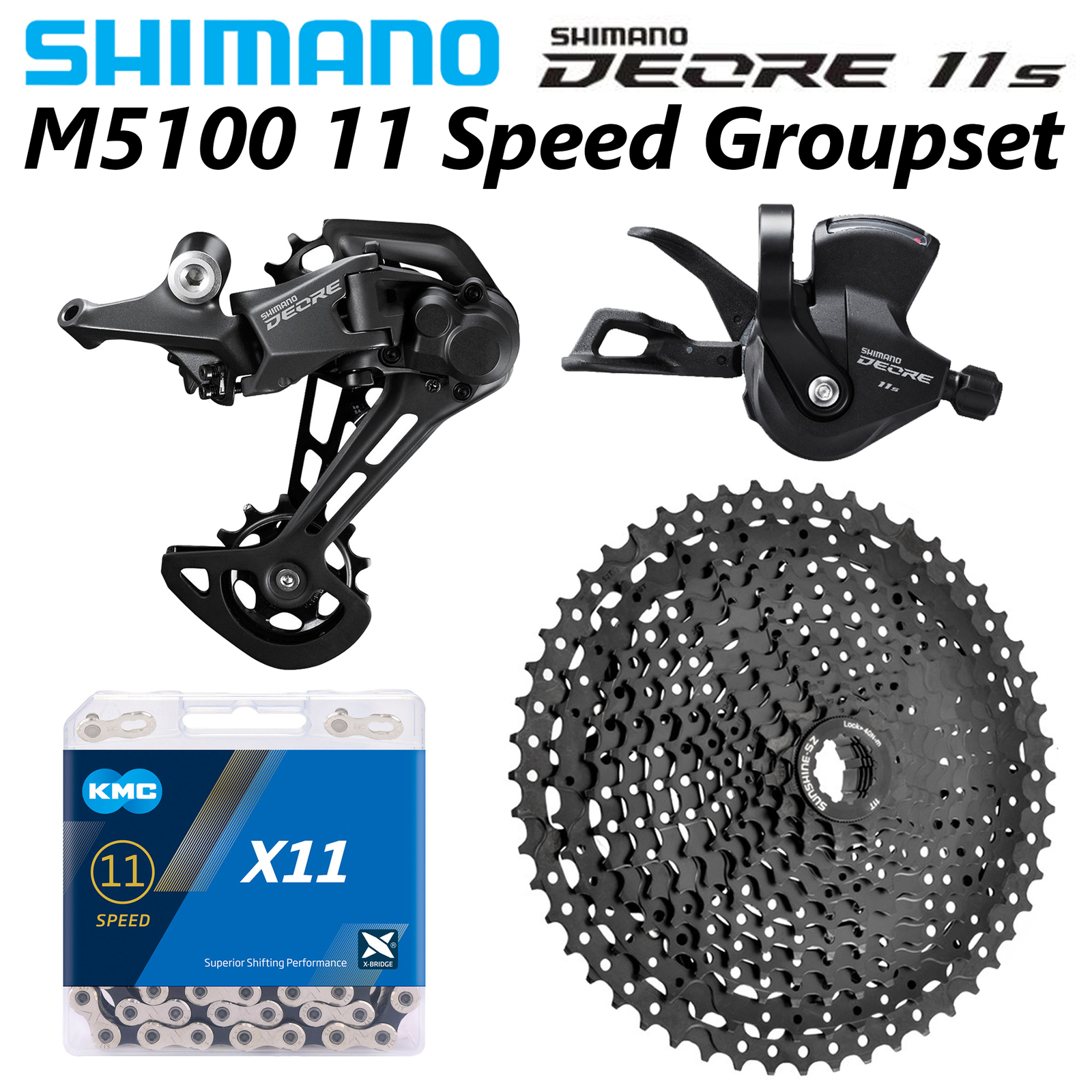 Shimano DEORE M5100 1×11-Speed MTB Groupset 11-46/50/52T M5100 4 KIT KMC X11