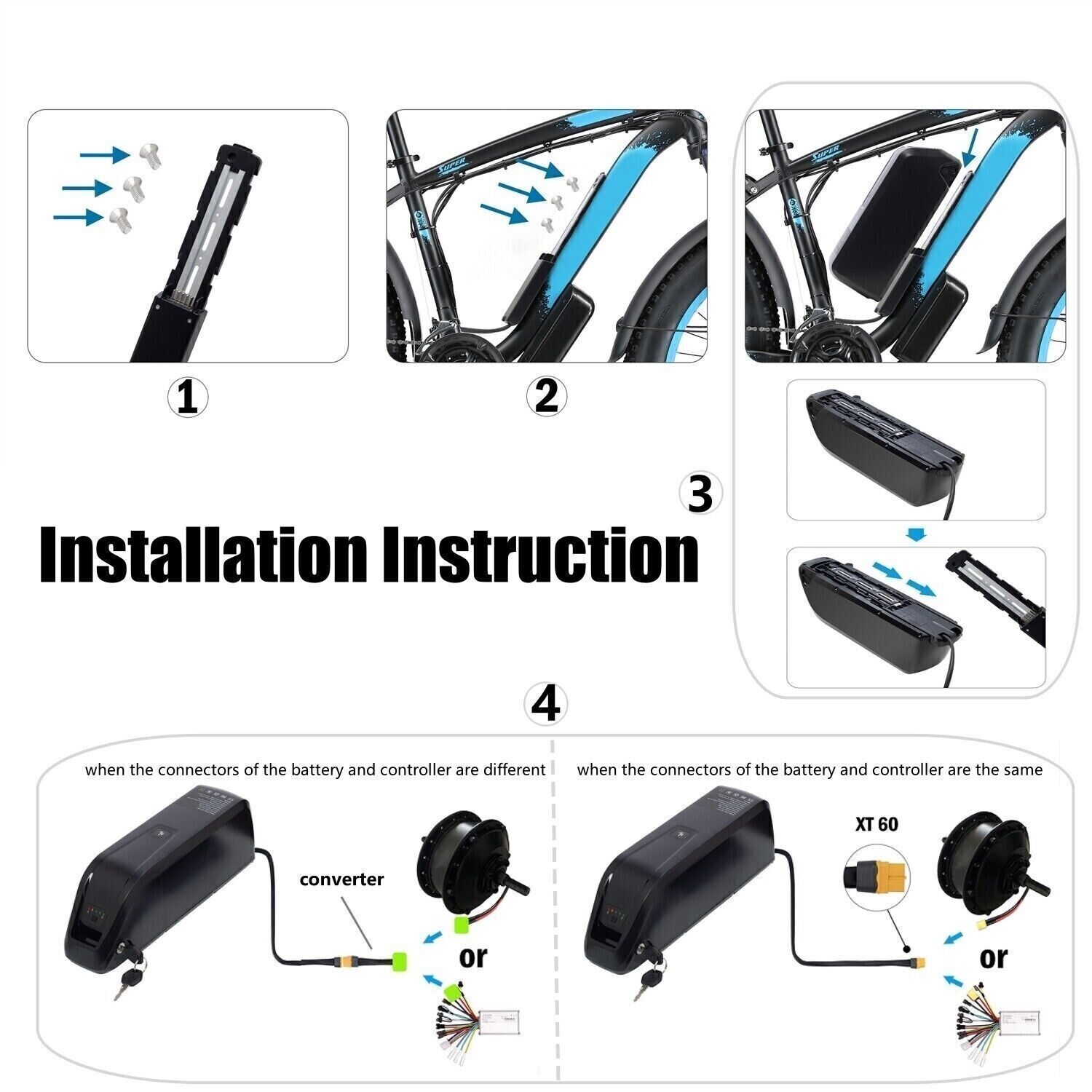 48V 15Ah li-ion Battery 40A+5Pin Base For 200W-1500W ebike Electric Bicycle Bike