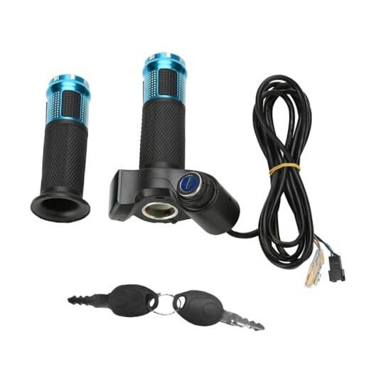 1 Pair E-Bike Throttle Grip, Universal Twist Handlebar with Digital Blue